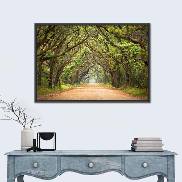 Scenic Forest With Spanish Moss Edisto Island Canvas Wall Art-3 Horizontal-Gallery Wrap-25" x 16"-Tiaracle