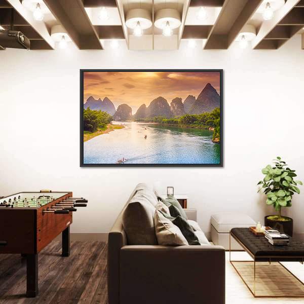 Scenic Guilin Scenery Canvas Wall Art-1 Piece-Floating Frame-36" x 24"-Tiaracle