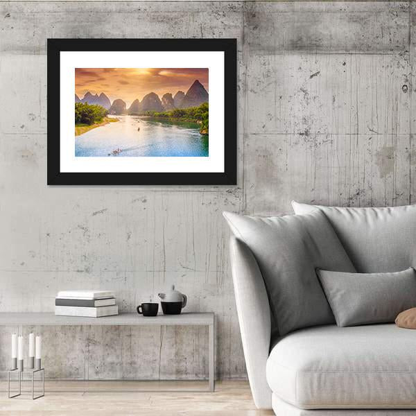 Scenic Guilin Scenery Canvas Wall Art-5 Horizontal-Gallery Wrap-22" x 12"-Tiaracle