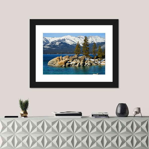 Scenic Lake Tahoe In Winter Canvas Wall Art-1 Piece-Framed Print-30" x 20"-Tiaracle