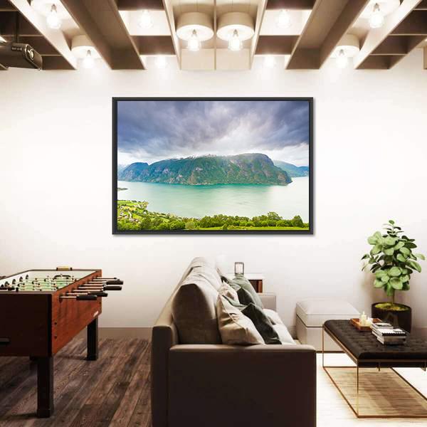 Scenic Nature Landscape Norway Canvas Wall Art-1 Piece-Floating Frame-24" x 16"-Tiaracle