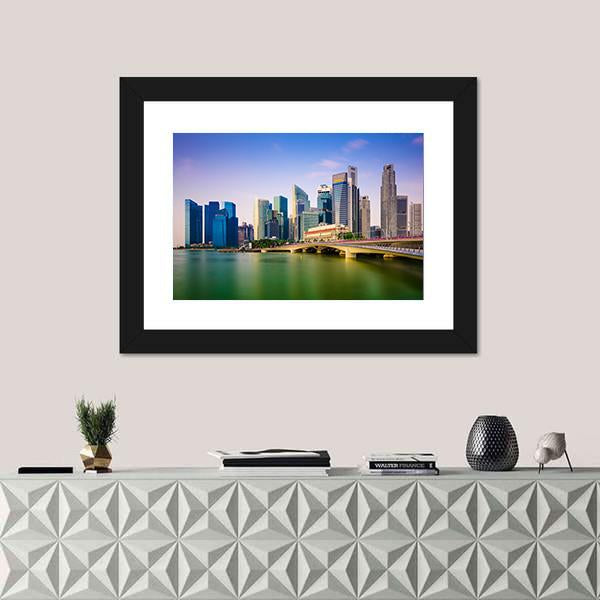 Scenic Singapore Skyline Canvas Wall Art-5 Horizontal-Gallery Wrap-22" x 12"-Tiaracle