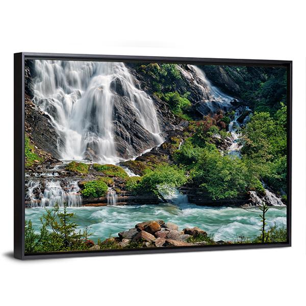 Schleierfall Waterfall Canvas Wall Art-5 Horizontal-Gallery Wrap-22" x 12"-Tiaracle