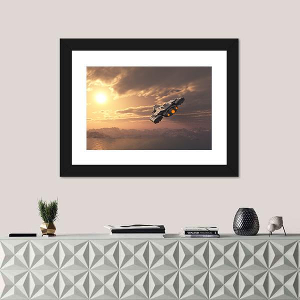 Science Fiction Spaceship Canvas Wall Art-1 Piece-Framed Print-20" x 16"-Tiaracle
