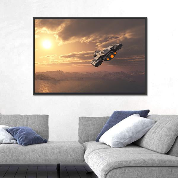 Science Fiction Spaceship Canvas Wall Art-3 Horizontal-Gallery Wrap-25" x 16"-Tiaracle