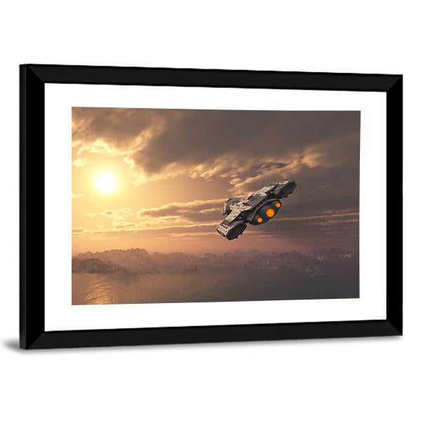 Science Fiction Spaceship Canvas Wall Art-3 Horizontal-Gallery Wrap-25" x 16"-Tiaracle
