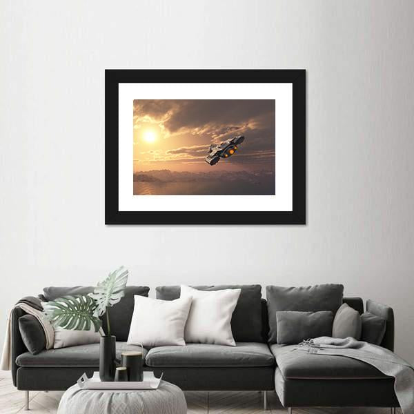 Science Fiction Spaceship Canvas Wall Art-3 Horizontal-Gallery Wrap-25" x 16"-Tiaracle