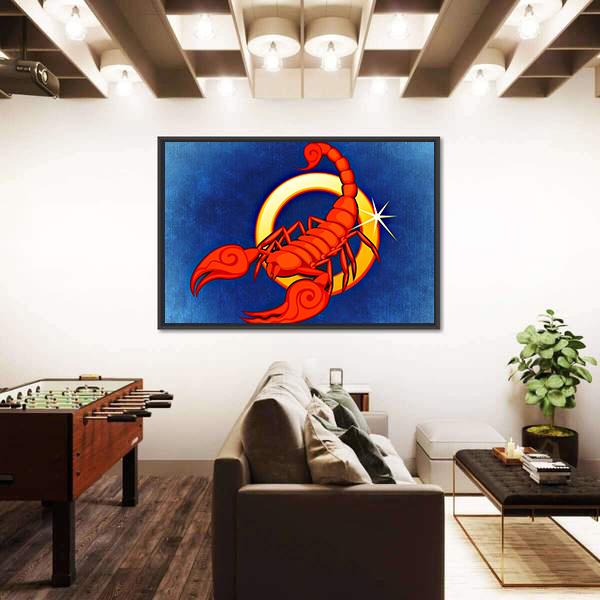Scorpio Zodiac Sign Canvas Wall Art-1 Piece-Floating Frame-24" x 16"-Tiaracle