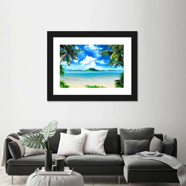 Sea From Tropical Coast Canvas Wall Art-1 Piece-Framed Print-20" x 16"-Tiaracle