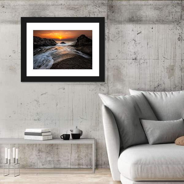 Sea Sunrise At The Black Sea Coast In Bulgaria Canvas Wall Art-5 Horizontal-Gallery Wrap-22" x 12"-Tiaracle