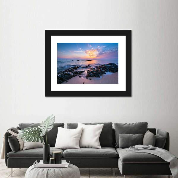 Seascape Composition Canvas Wall Art-5 Horizontal-Gallery Wrap-22" x 12"-Tiaracle