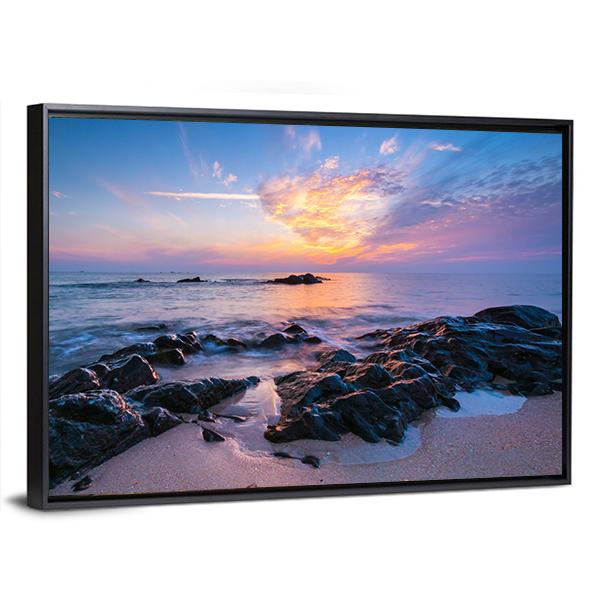 Seascape Composition Canvas Wall Art-5 Horizontal-Gallery Wrap-22" x 12"-Tiaracle