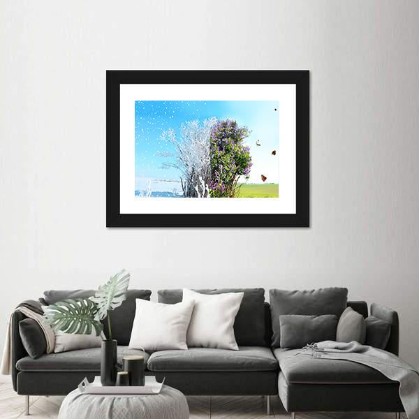 Season Change From Winter To Spring Canvas Wall Art-3 Horizontal-Gallery Wrap-25" x 16"-Tiaracle