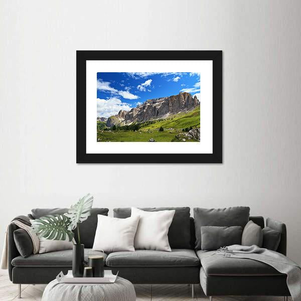 Sella Mountain In Italian Dolomites Canvas Wall Art-3 Horizontal-Gallery Wrap-25" x 16"-Tiaracle