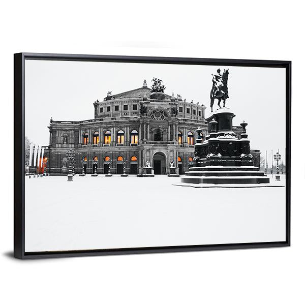 Semperoper In The Winter Time Canvas Wall Art-5 Horizontal-Gallery Wrap-22" x 12"-Tiaracle