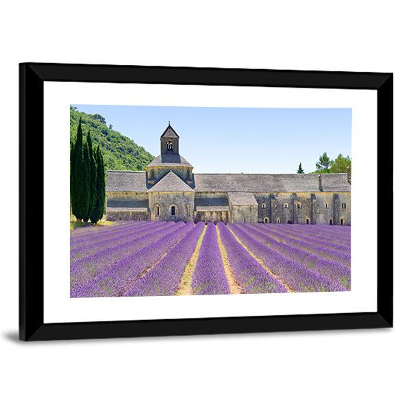 Sénanque Abbey And Lavender Flowers Canvas Wall Art-3 Horizontal-Gallery Wrap-25" x 16"-Tiaracle