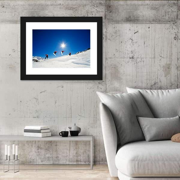 Sequence Shot Of Snowboarder Going Over Jump Canvas Wall Art-5 Horizontal-Gallery Wrap-22" x 12"-Tiaracle