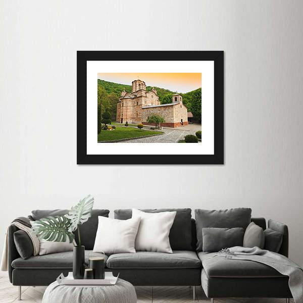 Serbian Orthodox Monastery Ravanica Canvas Wall Art-5 Horizontal-Gallery Wrap-22" x 12"-Tiaracle