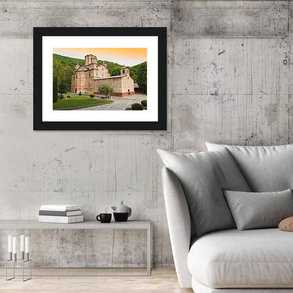 Serbian Orthodox Monastery Ravanica Canvas Wall Art-5 Horizontal-Gallery Wrap-22" x 12"-Tiaracle