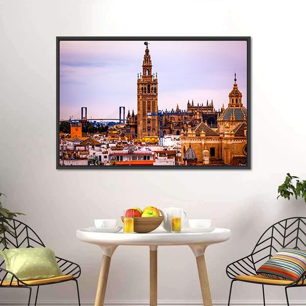 Seville Cathedral Canvas Wall Art-1 Piece-Floating Frame-24" x 16"-Tiaracle