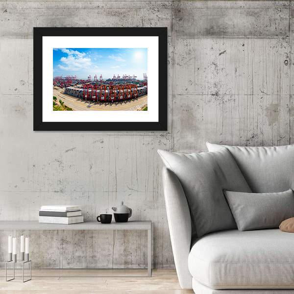 Shanghai Yangshan Deepwater Port Canvas Wall Art-3 Horizontal-Gallery Wrap-25" x 16"-Tiaracle
