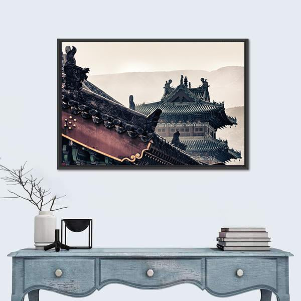 Shaolin Temple In China Canvas Wall Art-1 Piece-Floating Frame-24" x 16"-Tiaracle