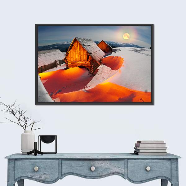 Shepherds Houses In The Ukrainian Carpathians Canvas Wall Art-5 Horizontal-Gallery Wrap-22" x 12"-Tiaracle