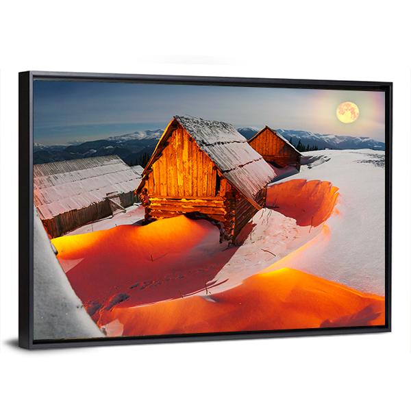 Shepherds Houses In The Ukrainian Carpathians Canvas Wall Art-5 Horizontal-Gallery Wrap-22" x 12"-Tiaracle