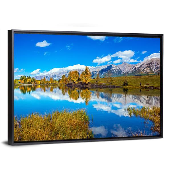 Shining Autumn Day In Canmore Canvas Wall Art-5 Horizontal-Gallery Wrap-22" x 12"-Tiaracle