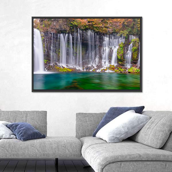Shiraito Waterfalls Canvas Wall Art-3 Horizontal-Gallery Wrap-25" x 16"-Tiaracle
