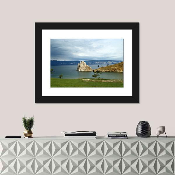 Shore Of The Island Of Olkhon Canvas Wall Art-1 Piece-Framed Print-42" x 14"-Tiaracle