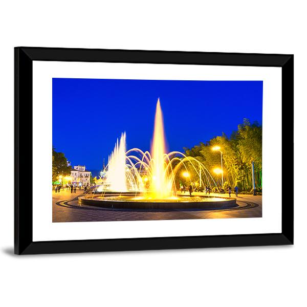 Show Of Dancing Fountains In Batumi Boulevard Georgia Canvas Wall Art-5 Horizontal-Gallery Wrap-22" x 12"-Tiaracle