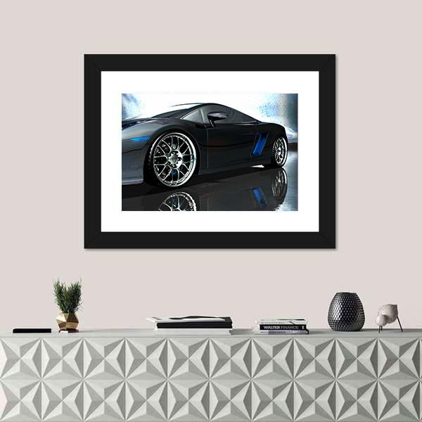 Side View Of Sports Car Canvas Wall Art-1 Piece-Framed Print-20" x 16"-Tiaracle