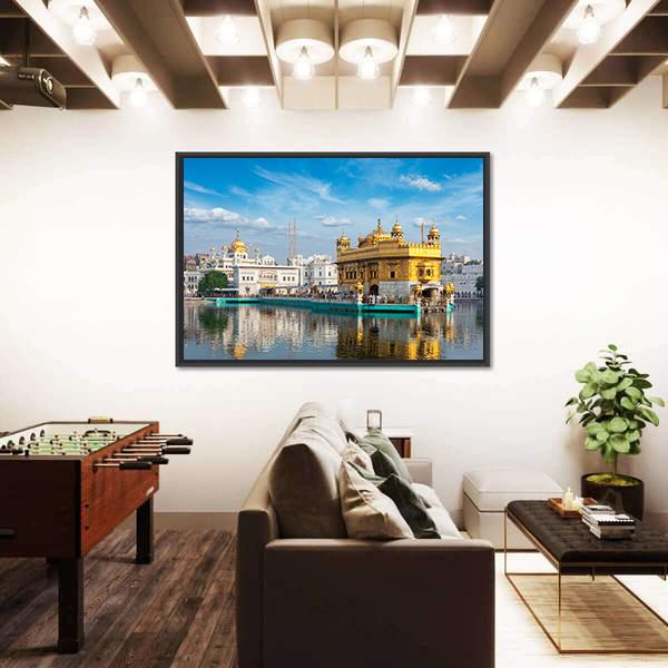 Sikh Gurdwara Golden Temple Canvas Wall Art-1 Piece-Floating Frame-24" x 16"-Tiaracle