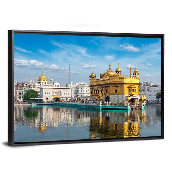 Sikh Gurdwara Golden Temple Canvas Wall Art-5 Horizontal-Gallery Wrap-22" x 12"-Tiaracle