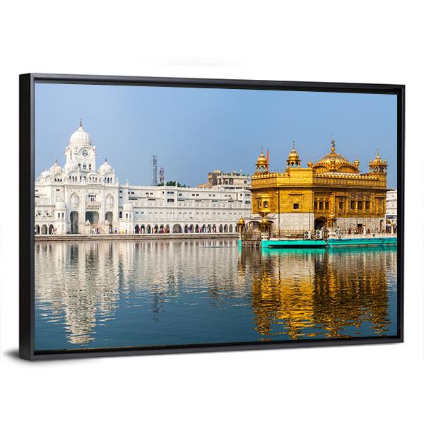Sikh Gurdwara Golden Temple In India Canvas Wall Art-5 Horizontal-Gallery Wrap-22" x 12"-Tiaracle