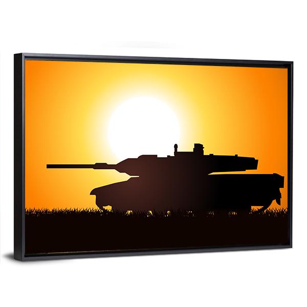 Silhouette Illustration Of A Heavy Artillery Canvas Wall Art-3 Horizontal-Gallery Wrap-25" x 16"-Tiaracle