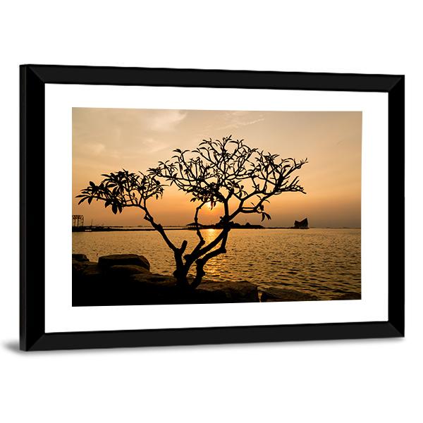 Silhouette Of Tree Canvas Wall Art-3 Horizontal-Gallery Wrap-25" x 16"-Tiaracle