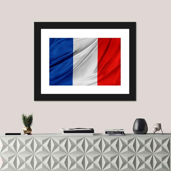 Silky French Flag Canvas Wall Art-5 Horizontal-Gallery Wrap-22" x 12"-Tiaracle