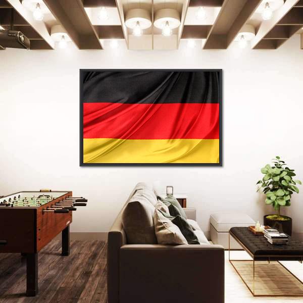 Silky German Flag Canvas Wall Art-3 Horizontal-Gallery Wrap-25" x 16"-Tiaracle