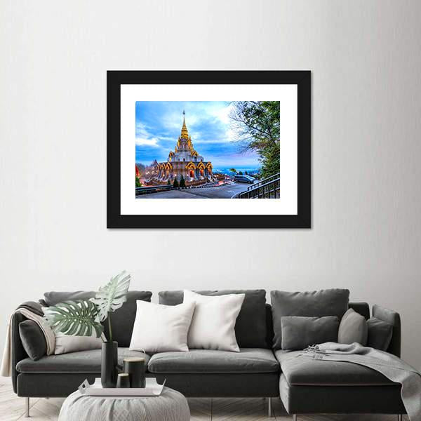 Sinakarintra Stit Mahasantikhiri Pagoda Canvas Wall Art-1 Piece-Framed Print-20" x 16"-Tiaracle