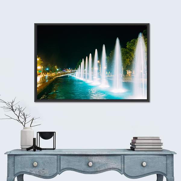 Singing And Dancing Fountains In Batumi Adjara Georgia Canvas Wall Art-5 Horizontal-Gallery Wrap-22" x 12"-Tiaracle