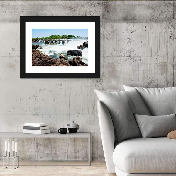 Sioma Falls In The Zambezi River In Africa Canvas Wall Art-3 Horizontal-Gallery Wrap-25" x 16"-Tiaracle