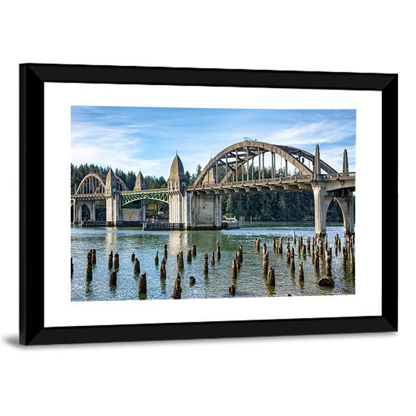 Siuslaw River Bridge In Florence Canvas Wall Art-3 Horizontal-Gallery Wrap-25" x 16"-Tiaracle