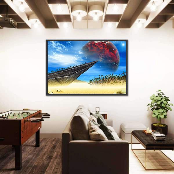 Skulls In Fantasy Landscape Canvas Wall Art-1 Piece-Floating Frame-24" x 16"-Tiaracle