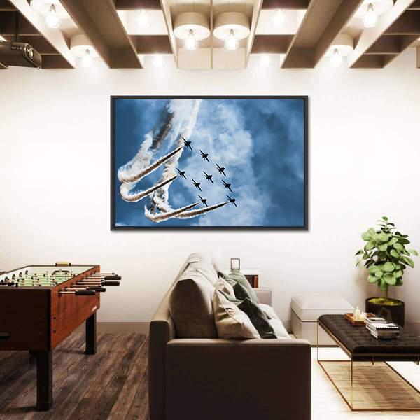 Sky Fighters Airshow Canvas Wall Art-1 Piece-Floating Frame-24" x 16"-Tiaracle