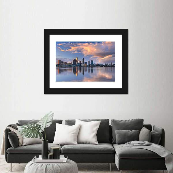 Skyline Of Perth Canvas Wall Art-1 Piece-Framed Print-20" x 16"-Tiaracle