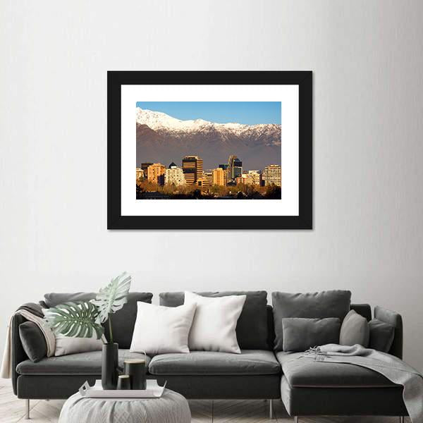 Skyline Of Providencia District In Santiago De Chile Canvas Wall Art-1 Piece-Framed Print-20" x 16"-Tiaracle