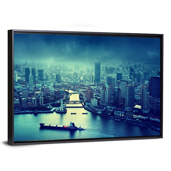 Skyline Of Shanghai Canvas Wall Art-5 Horizontal-Gallery Wrap-22" x 12"-Tiaracle