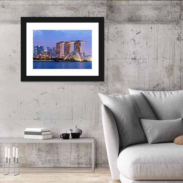 Skyline Of Singapore Canvas Wall Art-5 Horizontal-Gallery Wrap-22" x 12"-Tiaracle